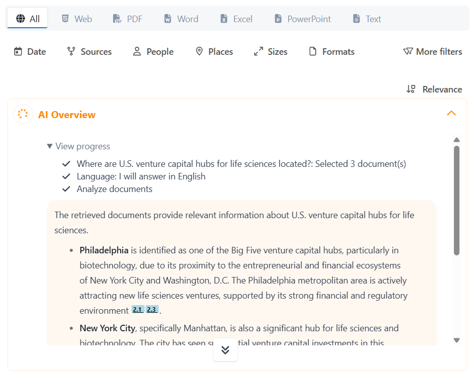 search results assistant