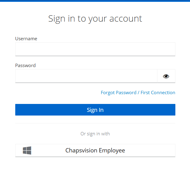 Login screen