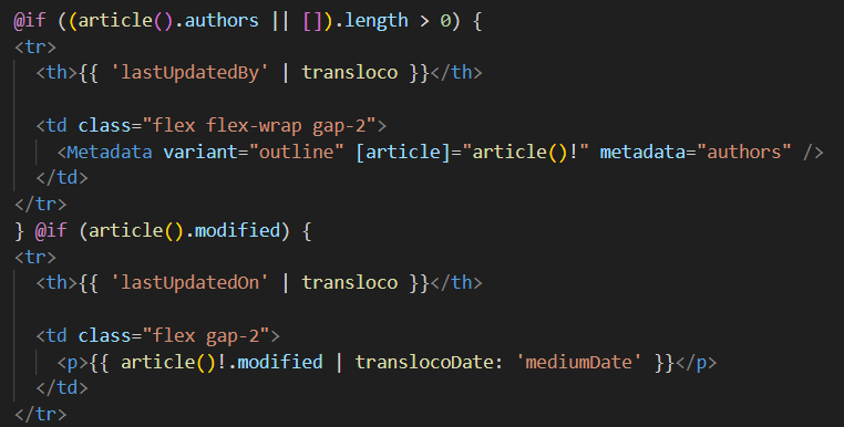 Default authors and modified in preview-default.component.html file