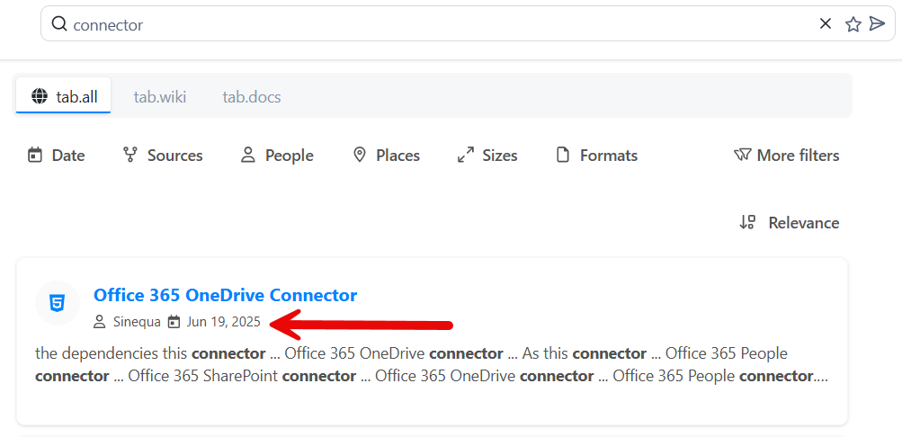 Metadata above Results