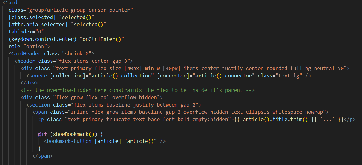 HTML Code for RecordCardComponent