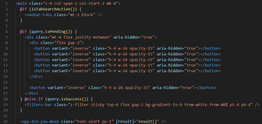 HTML Code for SearchAllComponent